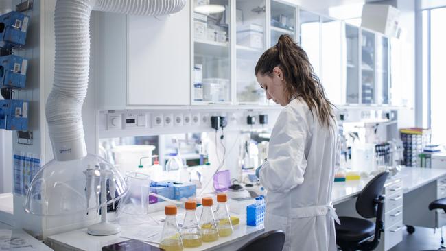 A researcher works to formulate a vaccine for use against COVID-19 at Copenhagen University in Denmark. Picture: AFP