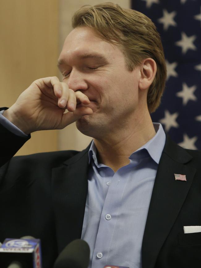 Democratic Congressional candidate Nate McMurray makes his concession speech. Picture: AP