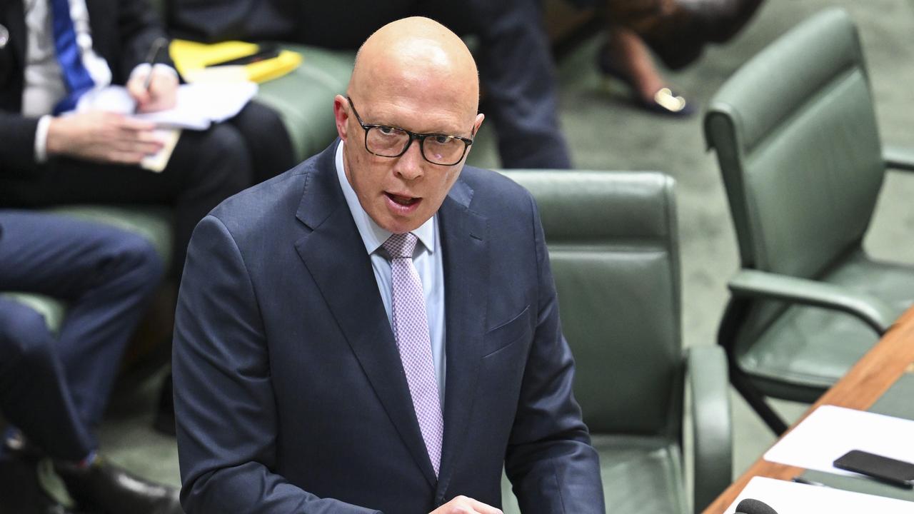 Peter Dutton says Australia is making social media giants put kids before profits. Picture: NewsWire / Martin Ollman