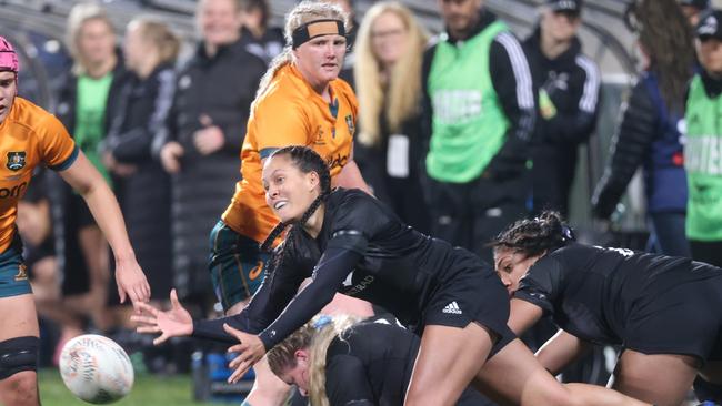 Tyla Nathan-Wong on debut for New Zealand in their big win over Australia. Pic: Getty.