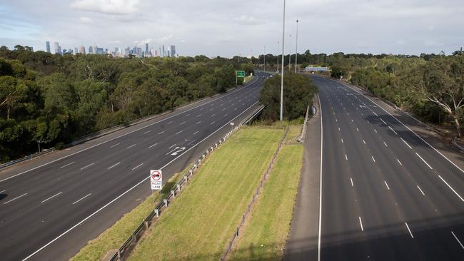 An empty EastLink freeway on day one of lockdown. Picture: Paul Jeffers/NCA NewsWire.