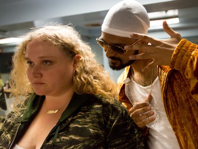 Danielle Macdonald as Patti and Siddharth Dahanajay as Jeri in Patti Cake$. Photo: Jeong Park.