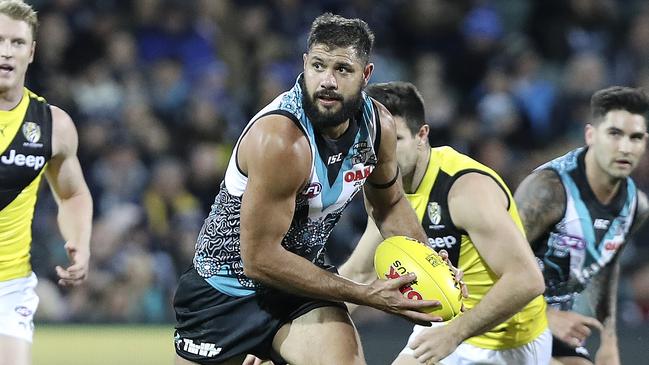 New St Kilda recruit Paddy Ryder in action for Port Adelaide against Richmond at Adelaide Oval. Picture Sarah Reed