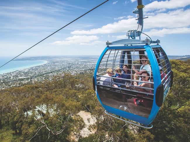 Spot Melbourne in the distance from the Arthurs Seat Eagle.