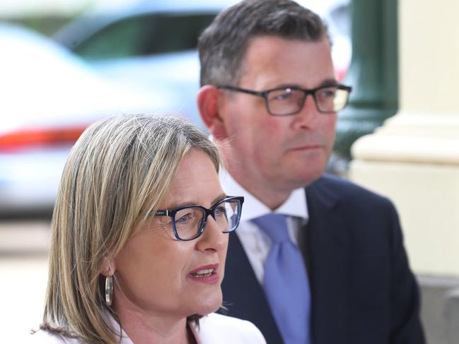 MELBOURNE, AUSTRALIA - NewsWire Photos, DECEMBER 5, 2022. Victorian Premier Daniel Andrews and deputy Premier Jacinta Allan, hold a press conference after the swearing in of his government at Government House in Melbourne. Picture: NCA NewsWire / David Crosling