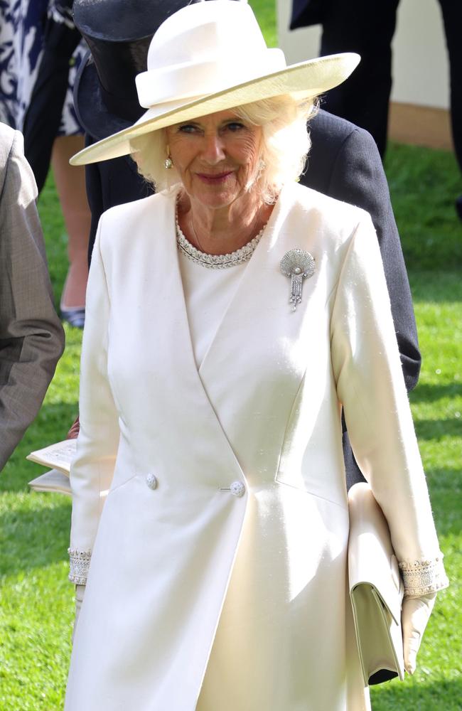 Queen Camilla attends day one of Royal Ascot 2023 at Ascot Racecourse wearing custom Dior. Picture: Chris Jackson/Getty Images