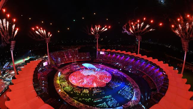 A general view during the Opening Ceremony of the XXI Commonwealth Games at Carrara Stadium on the Gold Coast.