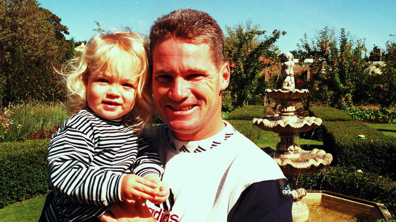 Dean Jones and daughter Isabella at the Romsey property in 1998.