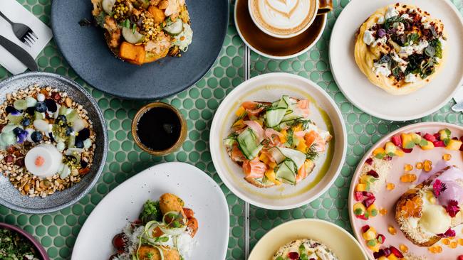 A breakfast spread at holiday hotspot Elk Espresso in Broadbeach. Picture: Brooke Darling