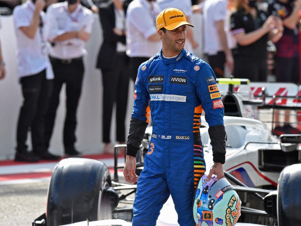 McLaren's Australian driver Daniel Ricciardo is pictured on the track ahead of the first day of the Formula One pre-season testing at the Bahrain International Circuit.