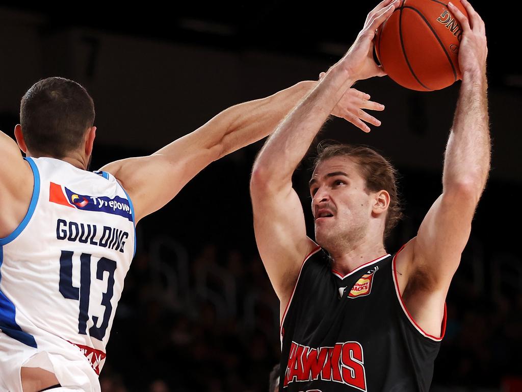 Sam Froling’s breakout night led the Hawks to an upset win. Picture: Mark Kolbe/Getty Images