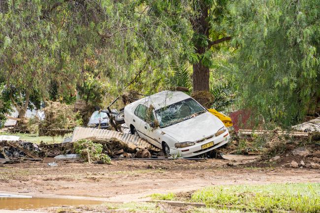 Huge storms late Sunday caused a massive flash flood in the middle of the night in Eugowra, with houses washed off their foundations, and cars and other items strewn though the town. Picture: Chris Watson/Farmpix Photography