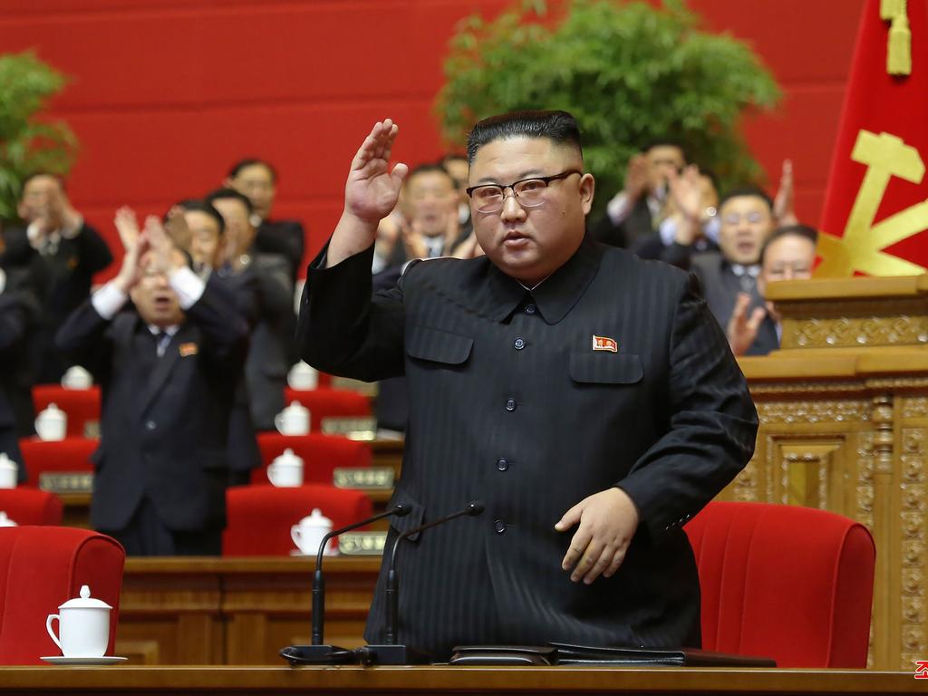 North Korean leader Kim Jong-un delivering a speech to conclude the 8th Congress of the Workers' Party of Korea (WPK) in Pyongyang. Picture: KCNA VIA KNS / AFP