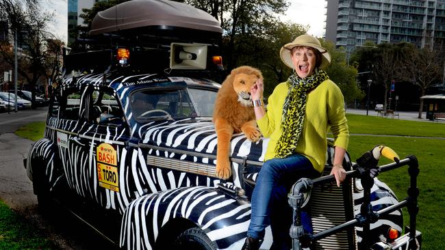 Jane Reilly with a Variety Club Bash car at Hindmarsh Square. She is a big supporter of the charity.