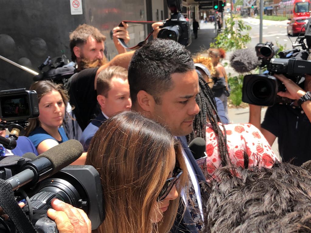 Jarryd Hayne leaves Newcastle Court after the jury was discharged from his sexual assault trial. Picture: Heath Parkes-Hupton