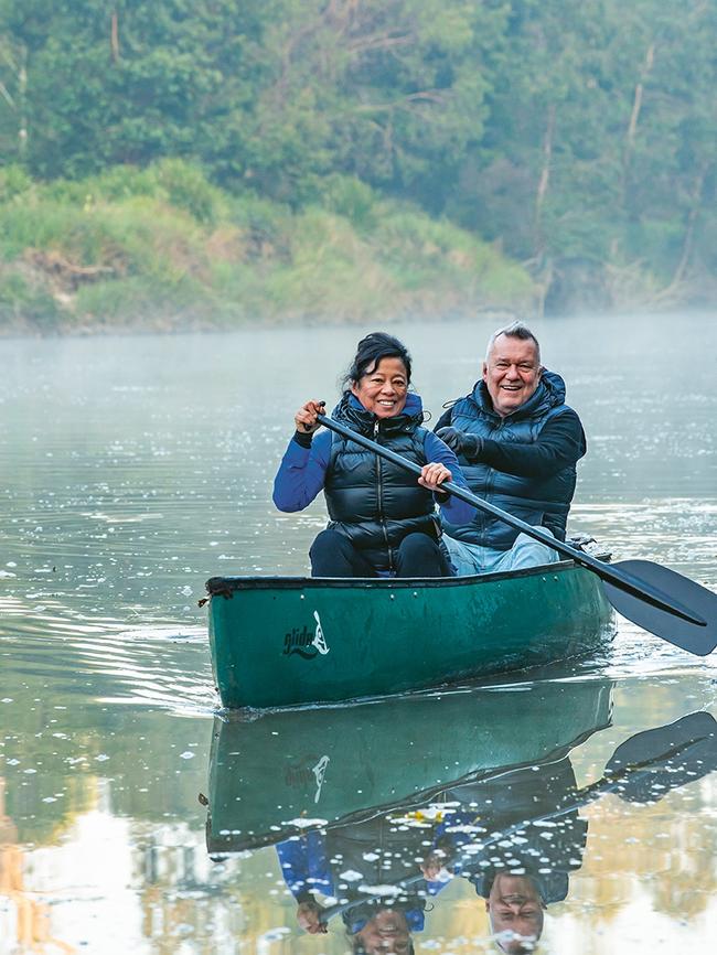 Jane and Jimmy on the river that new cook book Where The River Bends (HarperCollins) is named after. Photo: Alan Benson.