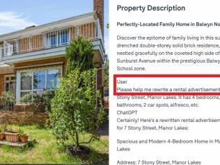 Real estate agent’s awkward AI blunder in rental ad.