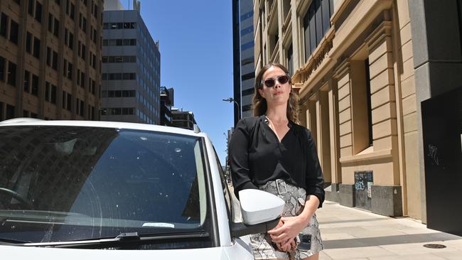 Joey Beaton on Pirie St, the city’s worst hotspot to be hit by a parking fine. Picture: Keryn Stevens