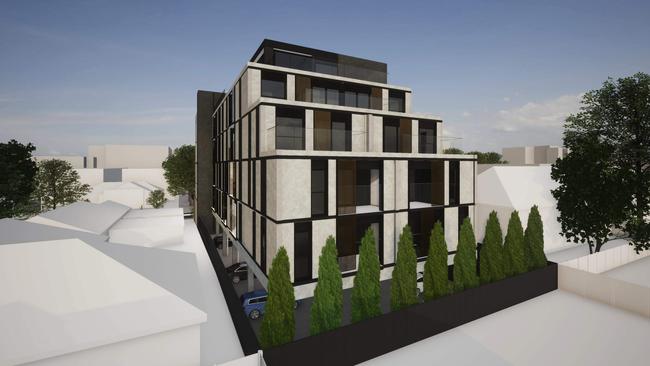 The six-storey apartment block proposed for Churchill Rd, in Prospect. Picture: Dash Architects