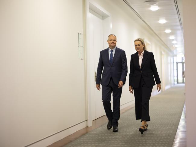 Newly appointed leader of the Liberal Party Sussan Ley and deputy leader Ted O’Brien. Picture: NewsWire / David Beach