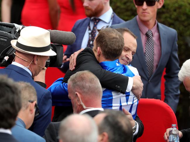 We’ve done it: Trainer Chris Waller and jockey Hugh Bowman.