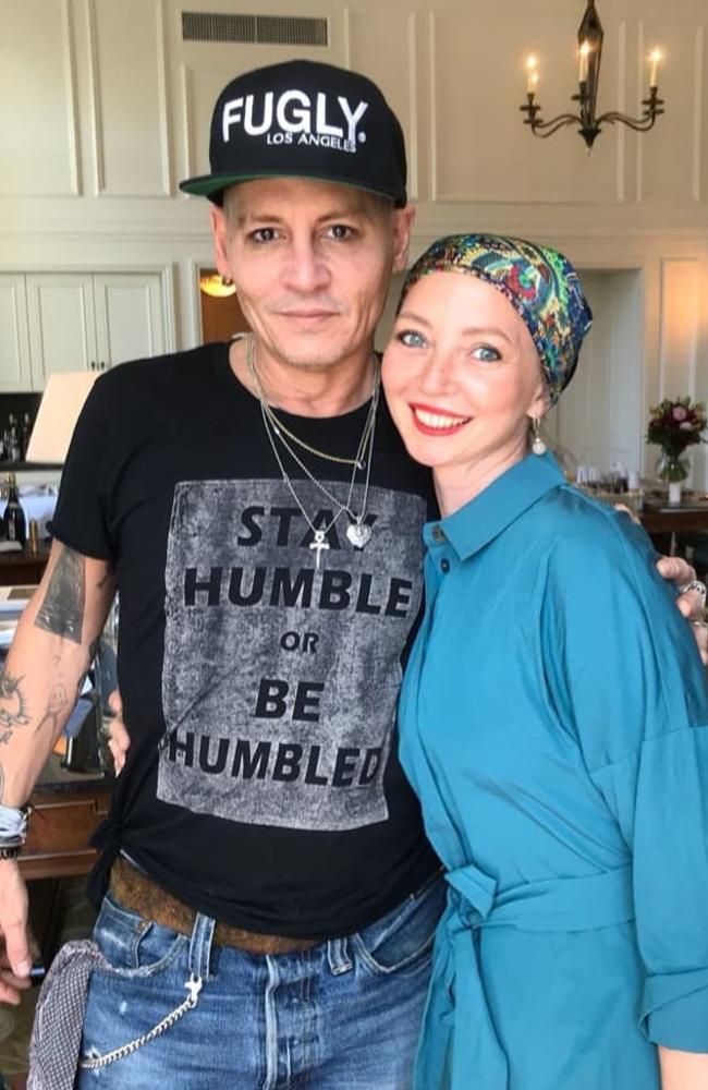 Depp with a fan in St Petersburg during his tour of Russia last year, which sparked concerns for his health after he appeared pale and gaunt. Pic: Instagram/@nadezdashestakova