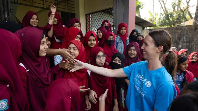 School girls from Feni who were impacted by the floods. Picture: Jason Edwards