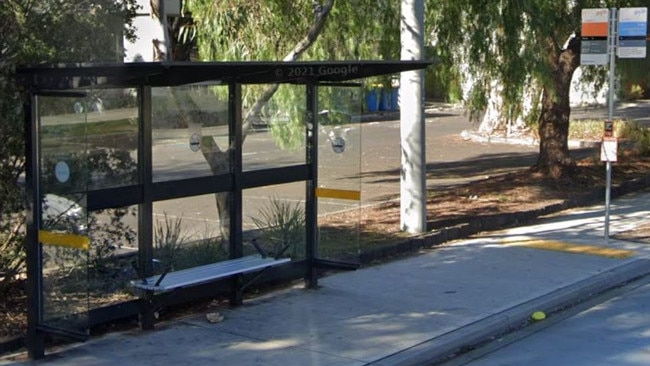 Jesse Simm, 46, masturbated in front of a schoolgirl at this bus stop near his Heidelberg home. Picture: Google