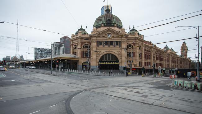 Melbourne streets are empty during the latest lockdown due to the latest outbreak of Covid-19s. Picture: NCA NewsWire/Paul Jeffers