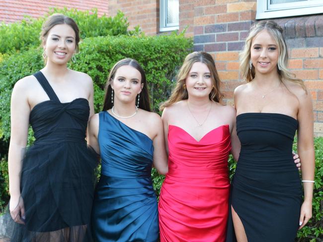 St Joseph's School Stanthorpe's graduating leadership team of 2024 (from left) school vice-captain Rilee Vedelago, school captain's Brigid O'Dea and Annaliese McCosker, and vice-captain Claire Williamson. Photo: Jessica Klein