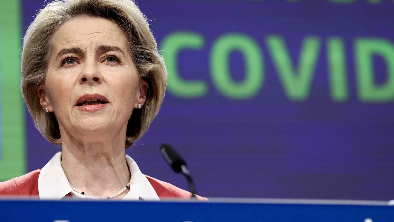 European Commission President Ursula von der Leyen said it was time to discuss vaccine mandates during a press conference on the Global Gateway. Picture: Kenzo Tribouillard/AFP