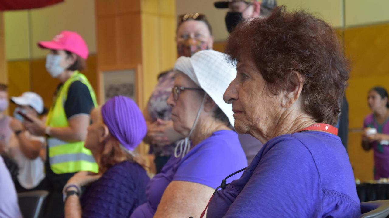 Crowds listened to speeches in the parliament as part of the City of Darwin International Women's Day walk and Celebrations, Saturday March 5.