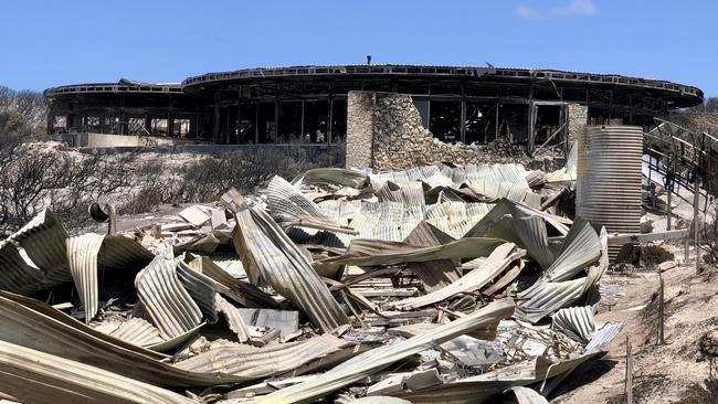 The Southern Ocean Lodge on Kangaroo Island destroyed by a bushfire. Picture: Supplied