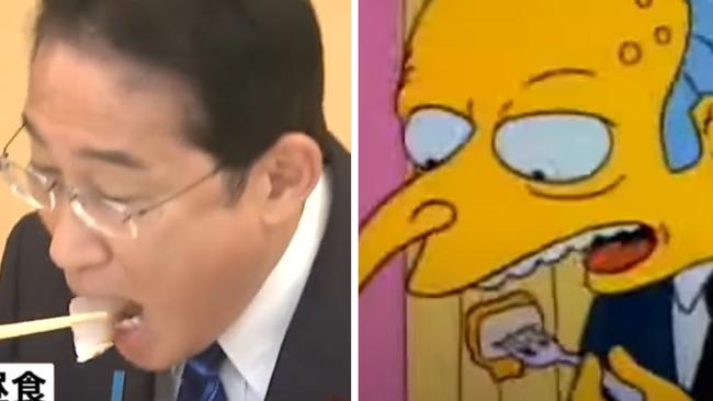 Did The Simpsons predict the Japanese PM’s Fukushima fish stunt? Picture: Twitter/YouTube