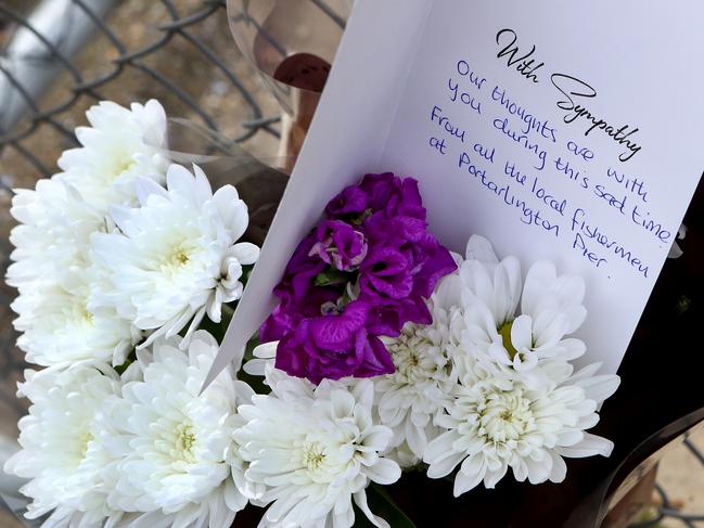 Tributes left at the Portarlington Pier for toddler.NO BYLINE