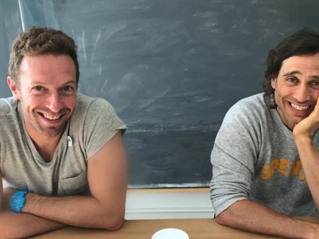 Chris Martin and Brad Falchuk playing happy families.