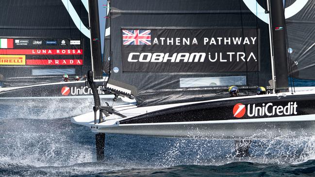 The British and Italian teams racing. Picture: Richard Pino/America’s Cup