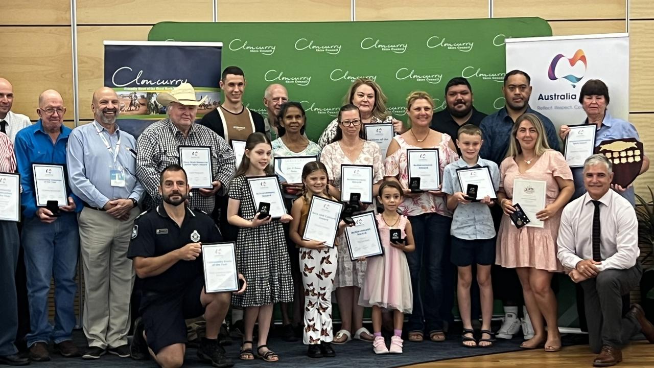 A group photograph of Australia Day award recipients in Cloncurry, which includes Traeger MP Robbie Katter. Picture: Supplied