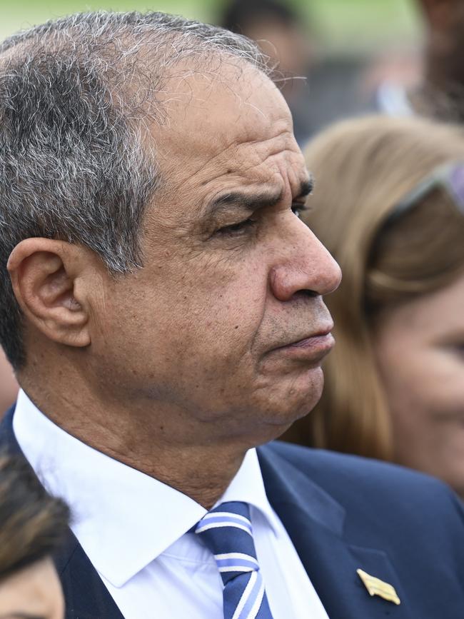 Mr Maimon with family members and representatives of Israelis who were kidnapped or murdered on October 7 at Parliament House in Canberra. Picture: NCA NewsWire