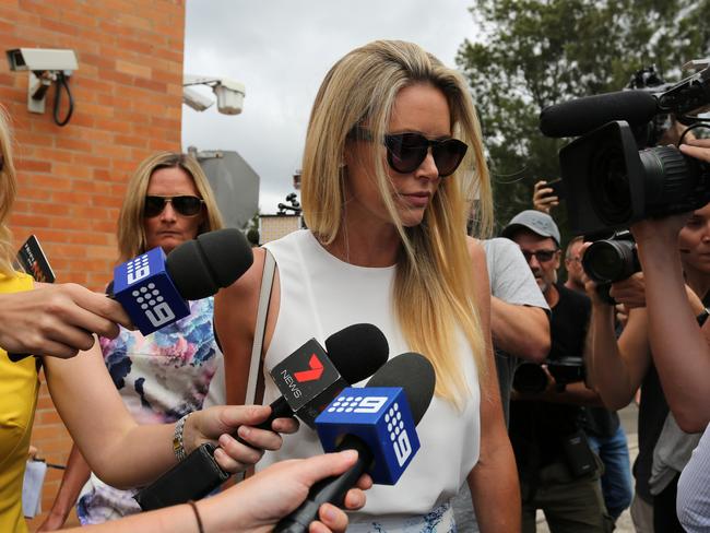 Kelly Landry leaves Waverley Court after taking out an AVO against her husband Anthony Bell. Picture: Brianne Makin