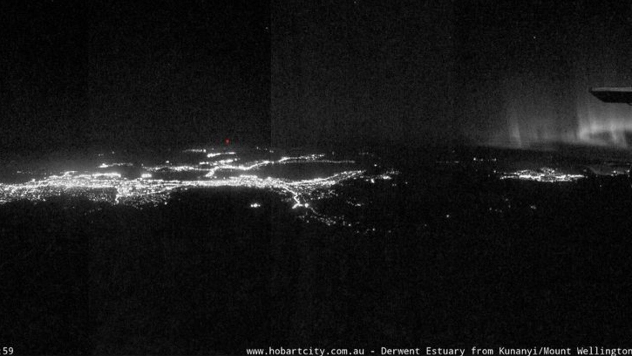 A Hobart City Council webcam on top of kunanyi/ Mount Wellington was able to pick up the lights.