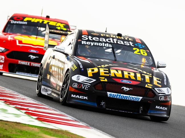 TAILEM BEND, AUSTRALIA - MAY 08: (EDITORS NOTE: A polarizing filter was used for this image.) David Reynolds drives the #26 Penrite Racing Ford Mustang during the OTR Supersprint which is part of the 2021 Supercars Championship, at The Bend Motorsport Park on May 08, 2021 in Tailem Bend, Australia. (Photo by Daniel Kalisz/Getty Images)