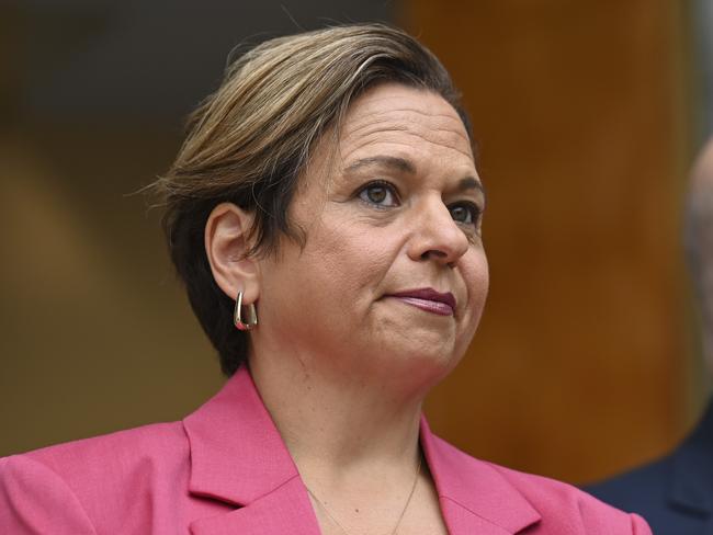 CANBERRA, AUSTRALIA, NewsWire Photos. JANUARY 24, 2024: The Prime Minister, Anthony Albanese and Minister for Communications, Michelle Rowland announce the new ABC Chair Kim Williams at Parliament House in Canberra. Picture: NCA NewsWire / Martin Ollman