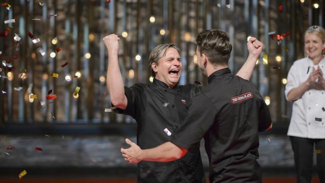 Will and Steve celebrate winning MKR in 2015. Picture: Channel 7