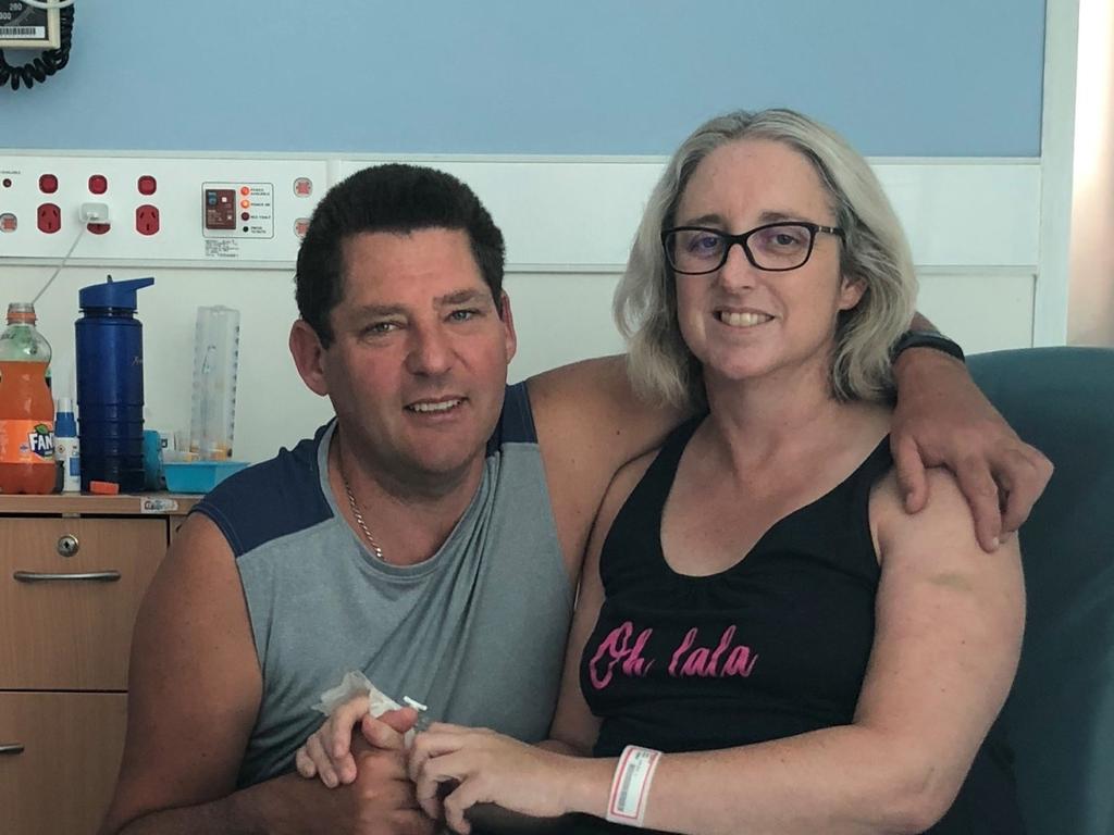 Justine Barwick and her husband Craig. Justine was lucky to survive a shark attack at Cid Harbour in September last year.