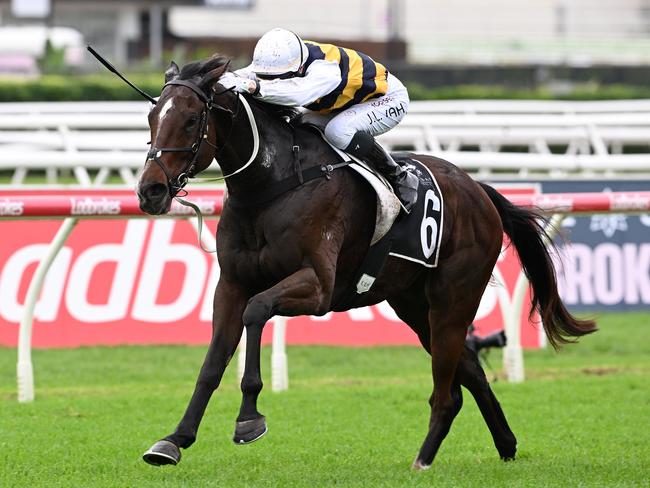 Hezashocker wins at Eagle Farm for jockey Jamie Kah and trainers Mick Price and Michael Kent Jr. Picture: Grant Peters, Trackside Photography