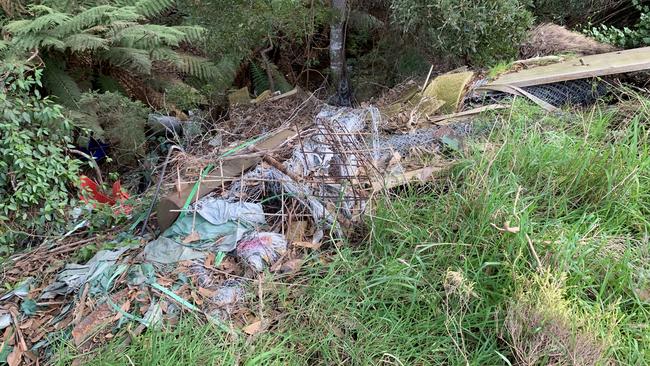 Some of the rubbish dumped on Fern Glade Road. Photo: Claire Davis