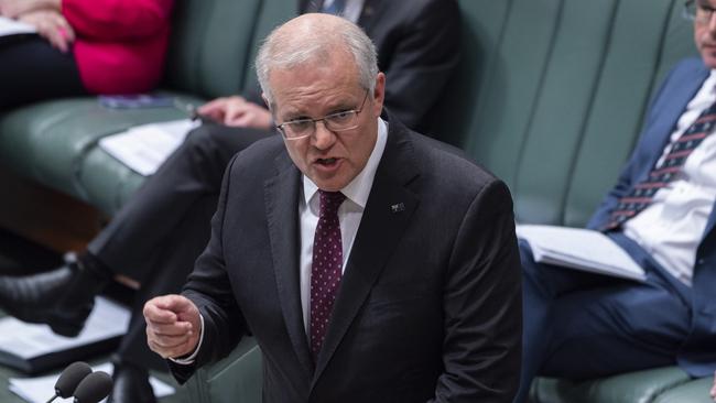 Prime Minister Scott Morrison addressed the national quarantine response during question time today. Picture: NCA NewsWire / Martin Ollman