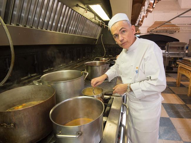 Head chef Mark Flanagan has been conducting top secret taste tests with Prince Harry and Meghan Markle. Picture: AFP PHOTO / POOL / David Parker