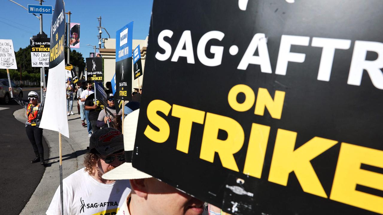 Striking SAG-AFTRA members and supporters picket outside Paramount Studios in Los Angeles during the 2023 strike. Picture: Mario Tama/Getty Images/AFP